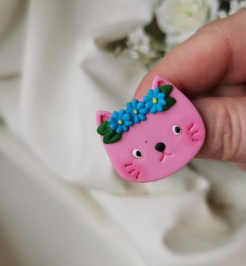 Martisor Pisica cu Flori