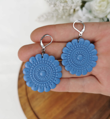 Cercei Boho Floral Albastru