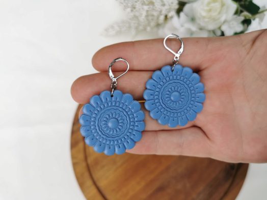 Cercei Boho Floral Albastru