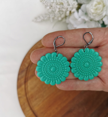 Cercei Boho Floral Verde