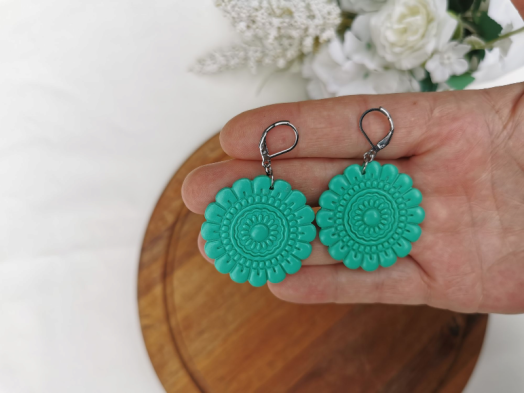 Cercei Boho Floral Verde