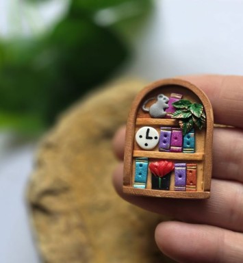 Broșă „Bibliotecă – Șoricel de bibliotecă”