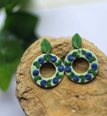 Cercei Afine rotunzi cu frunze