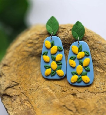 Cercei lămâi cu frunze