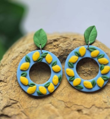 Cercei lămâi cu frunze - rotunzi